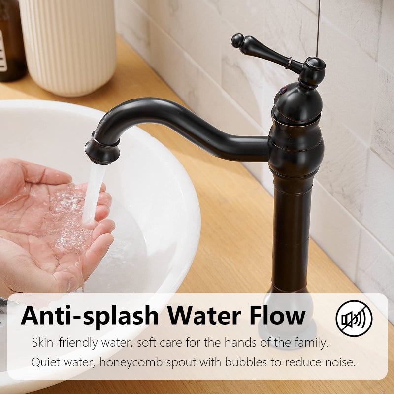 BATHLAVISH Vessel Sink Faucet Oil Rubbed Bronze Single Handle 1 Hole Bathroom Faucet 360Â° Swivel Deck Mount Lavatory Commercial Matching Pop Up Drain Without Overflow - Image 5